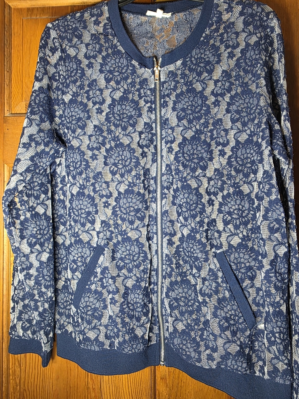 Maurices Large Blue Lace Zip-Front Women's Jacket